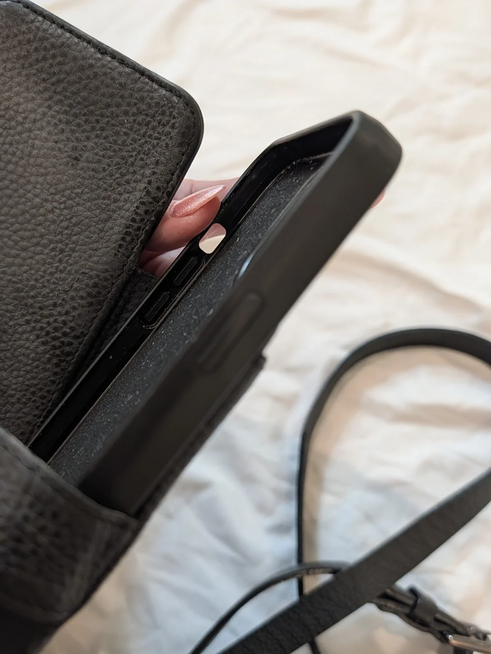 Bandolier Black Crossbody Phone Case with Strap